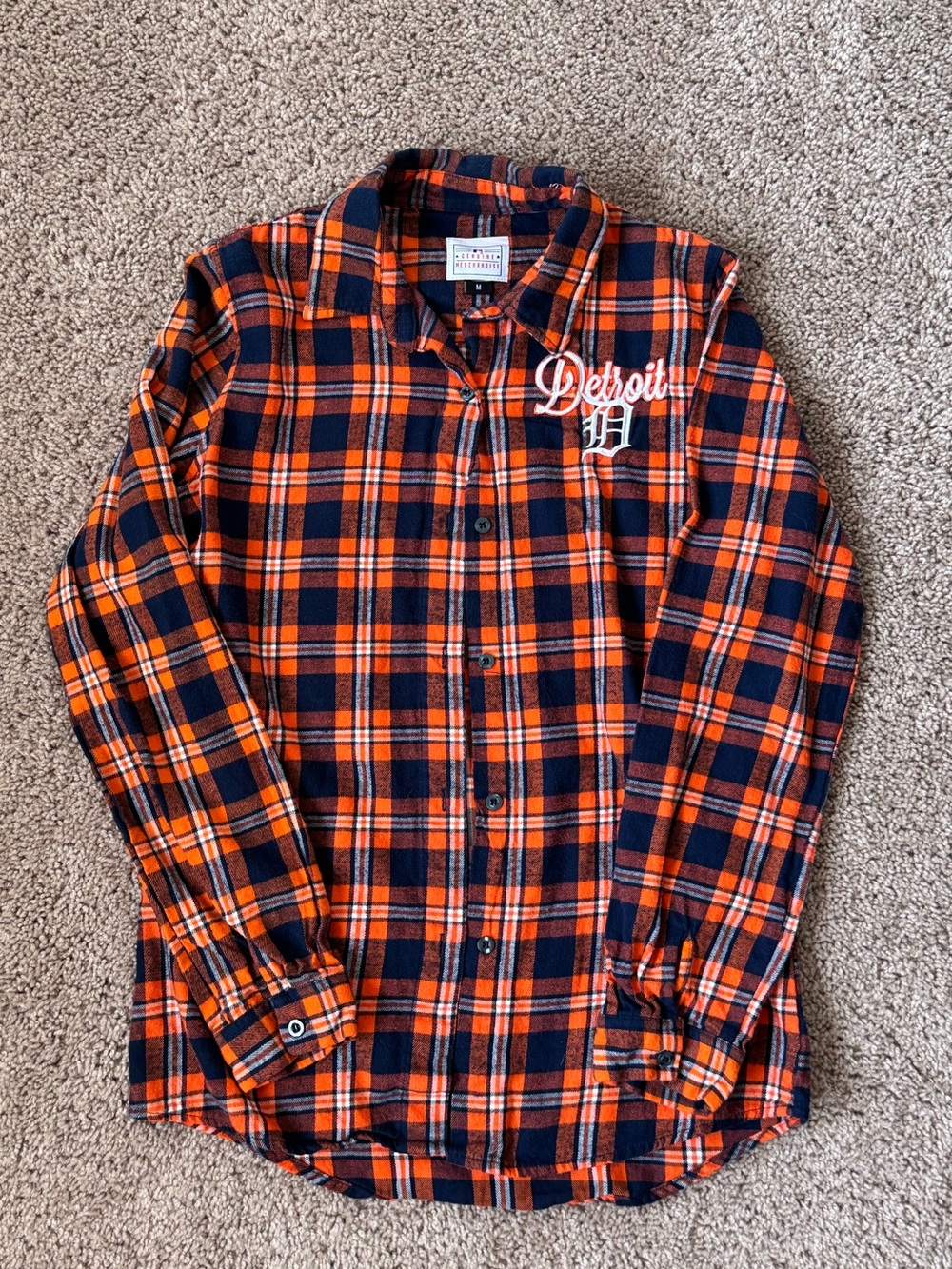 Detroit Tigers Orange & Navy Flannel Shirt
